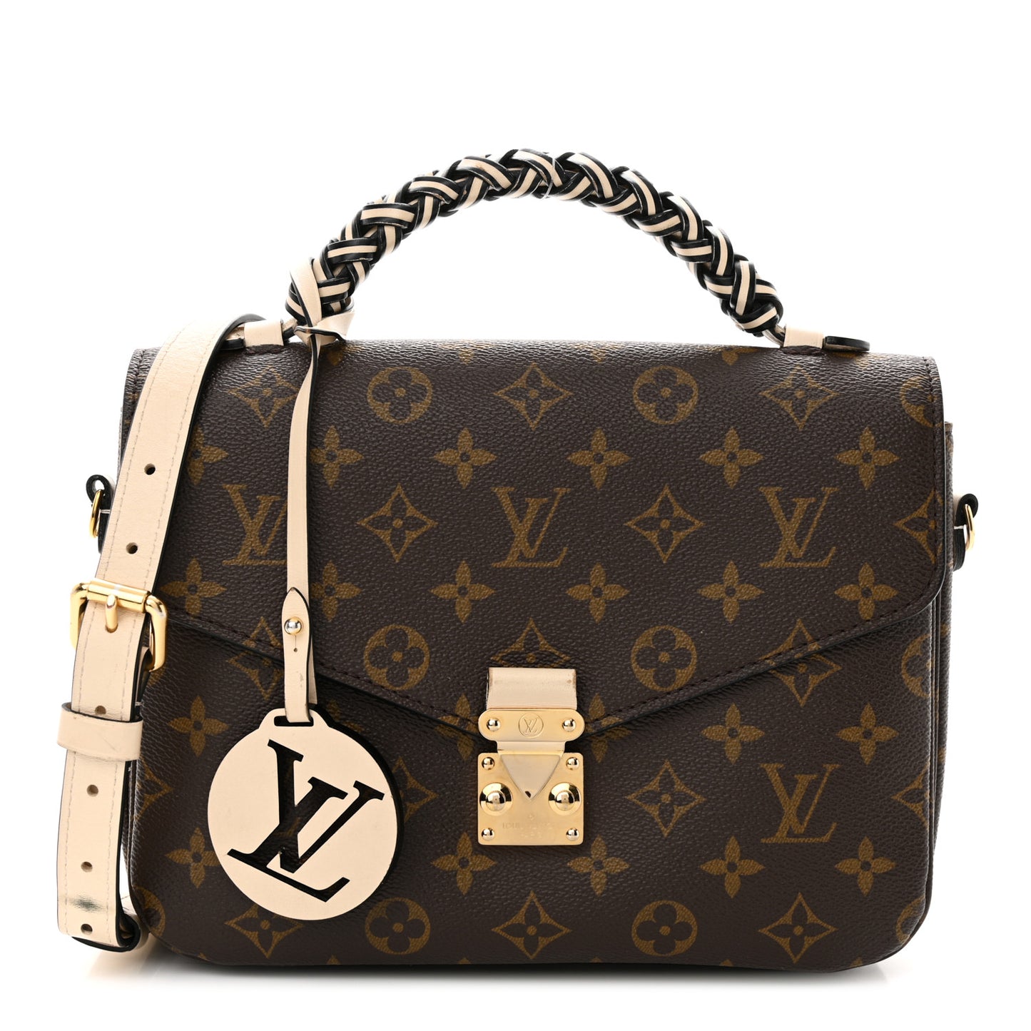 Monogram Braided Pochette Metis Creme Beige