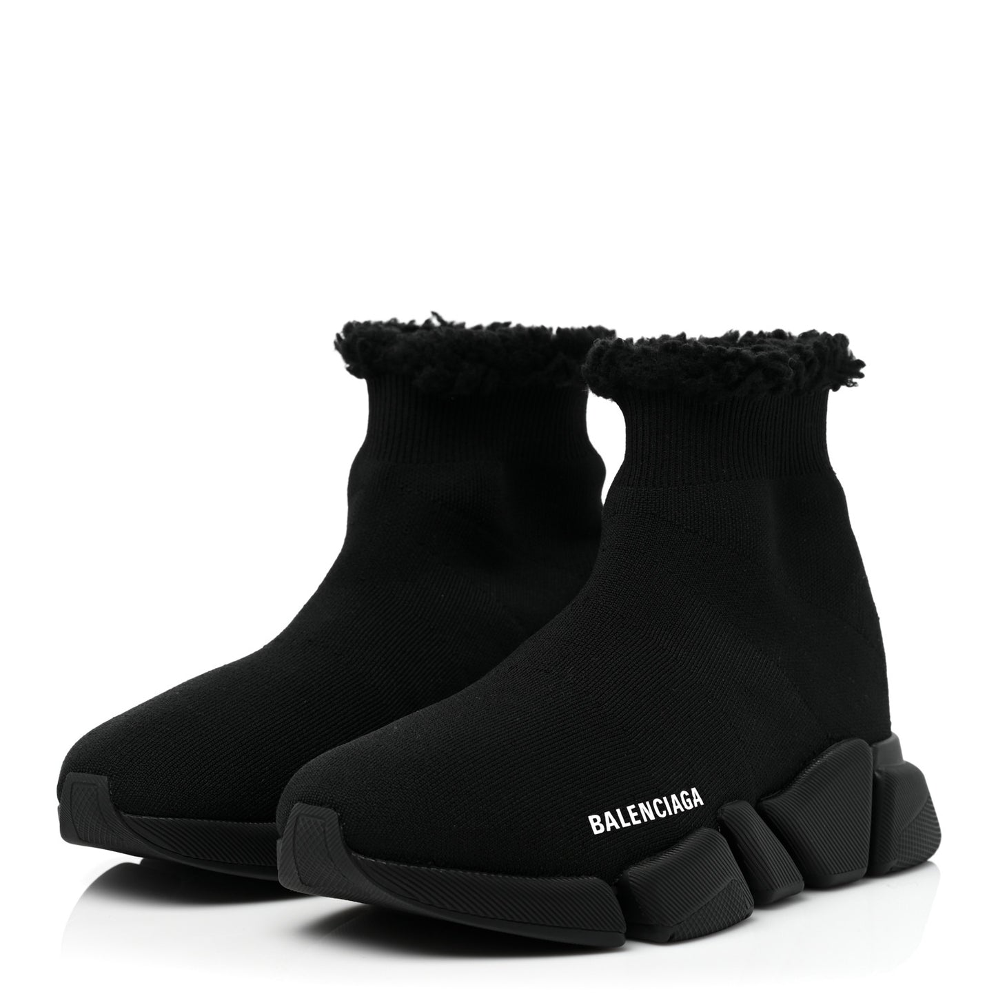 Technical 3D Recycled Knit Fake Fur Womens Speed 2.0 Sneakers 37 Monocolor Black