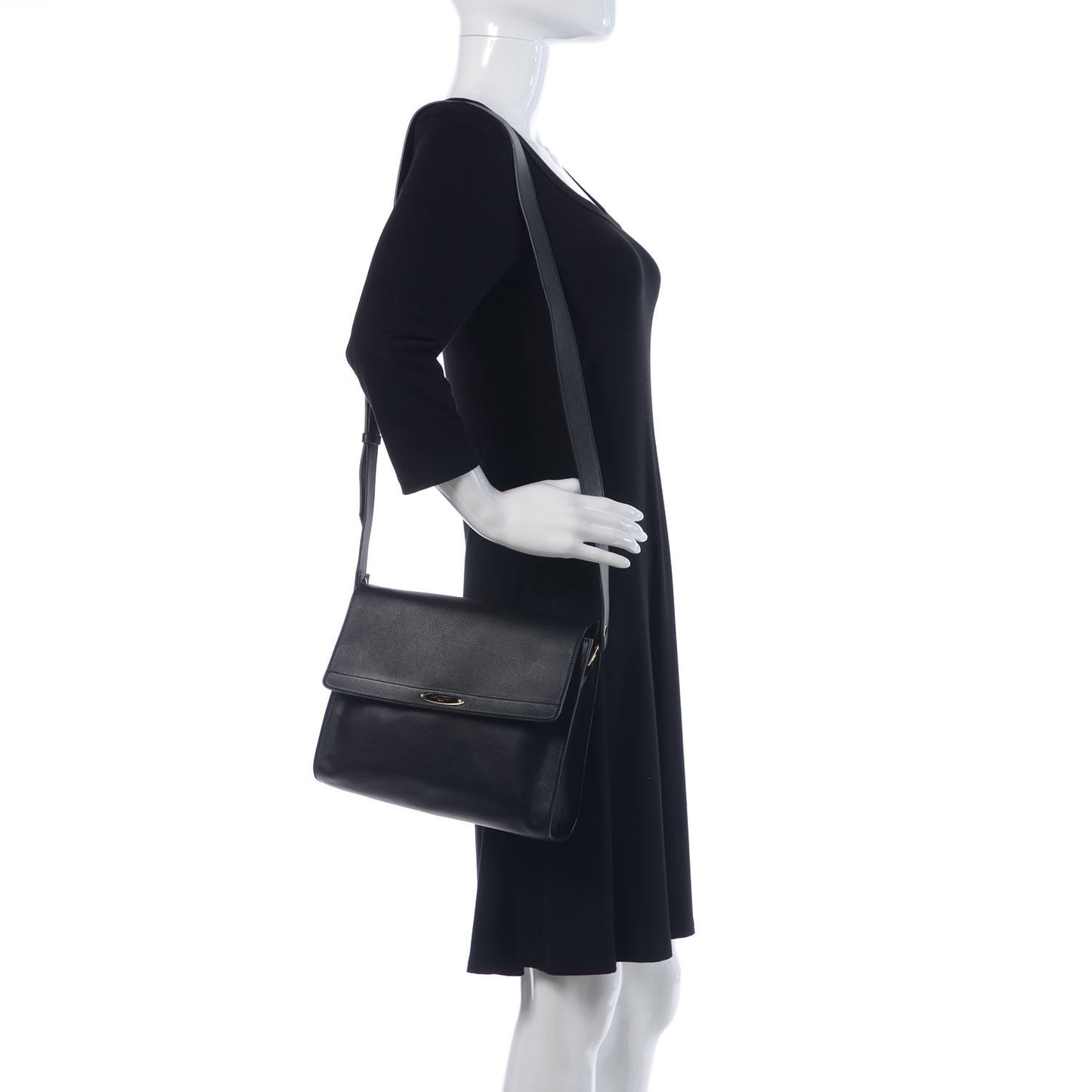 Calfskin Small Flap Shoulder Bag Black