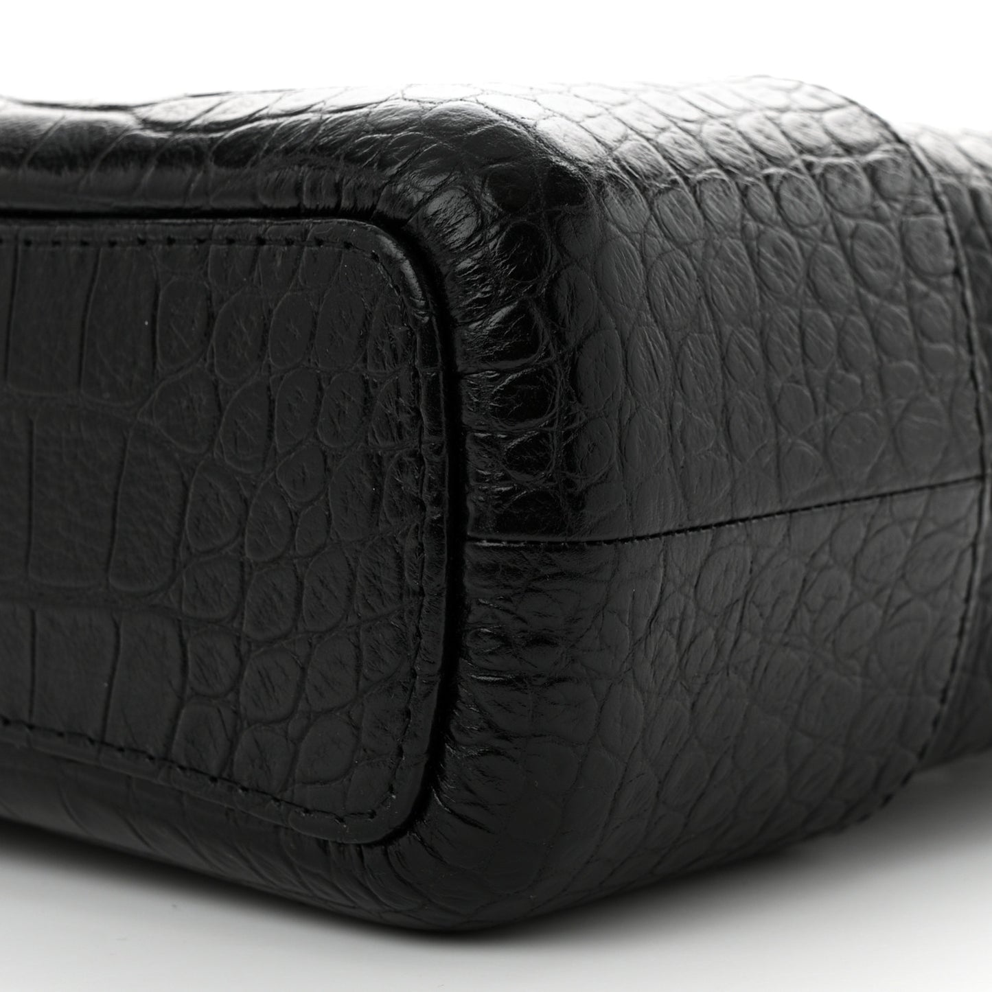 Crocodile Embossed Calfskin Medium Gabrielle Cocodile Hobo Black