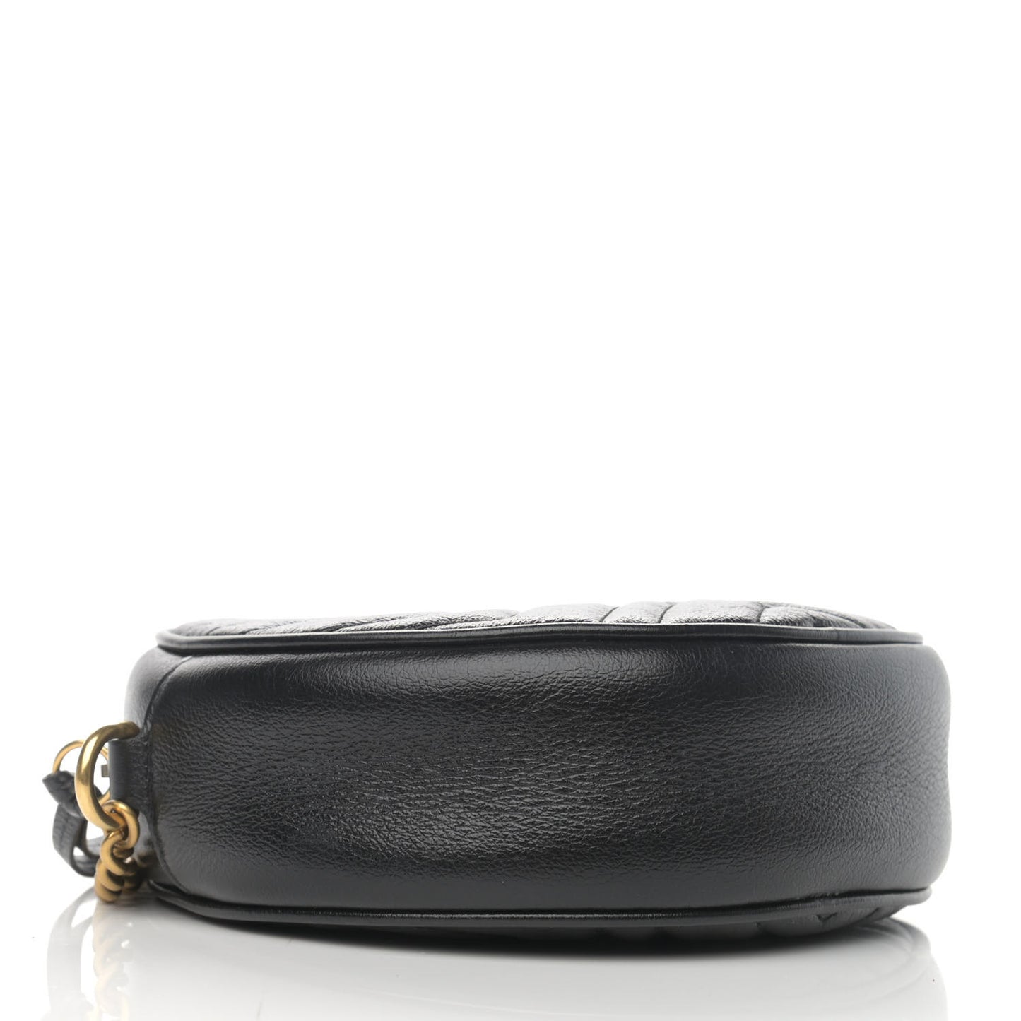 Azalea Calfskin Matelasse Heart Mini GG Marmont Round Shoulder Bag Black