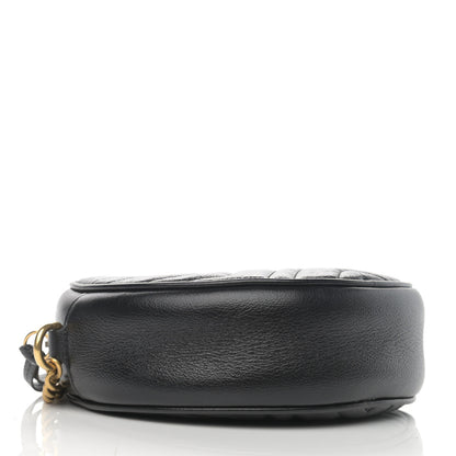 Gucci Azalea Calfskin Matelasse Heart Mini GG Marmont Round Shoulder Bag Black 4 of 10