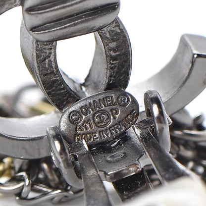 Chanel Ruthenium Chain CC Drop Clip On Earrings 4 of 4