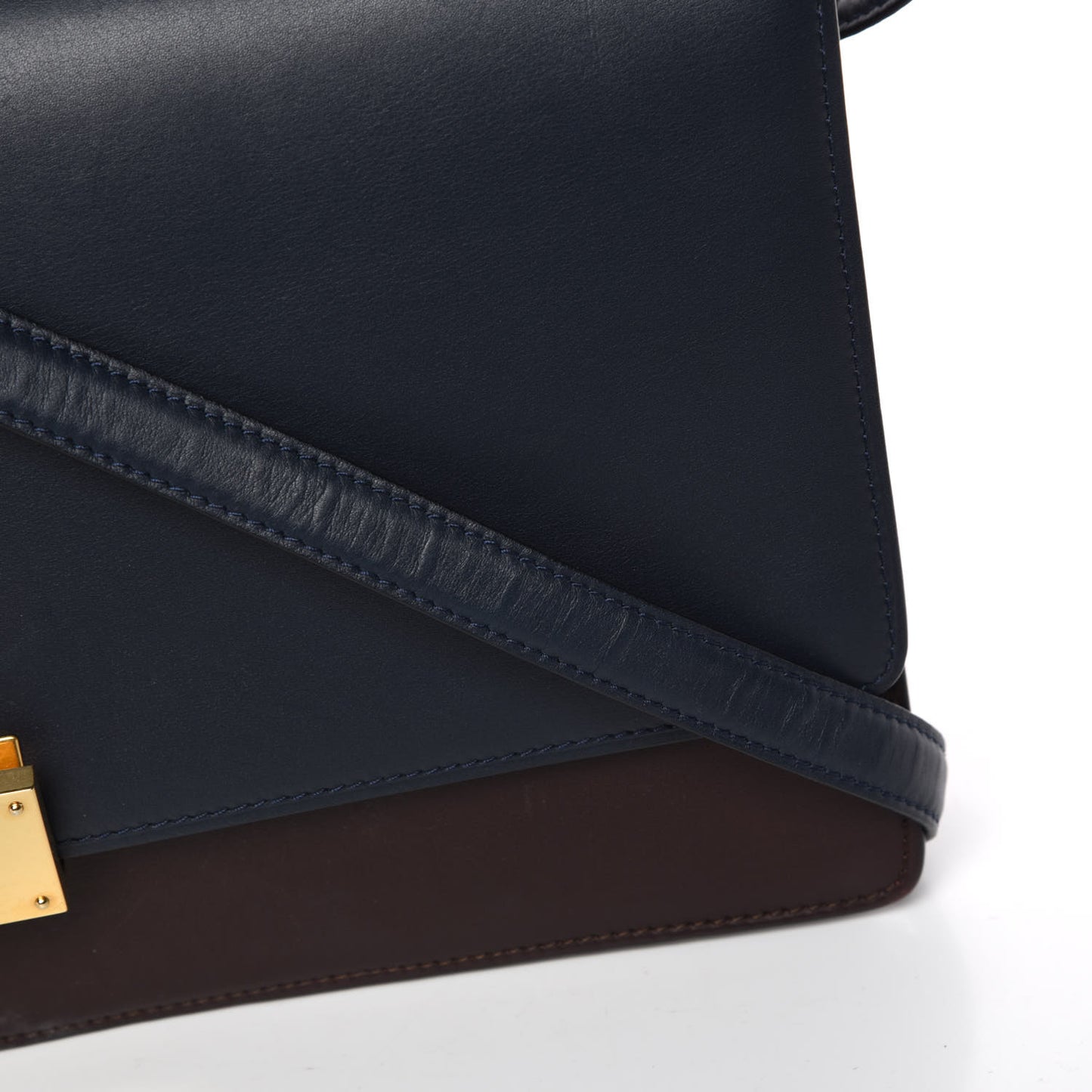 Calfskin Bicolor Medium Case Flap Navy Burgundy