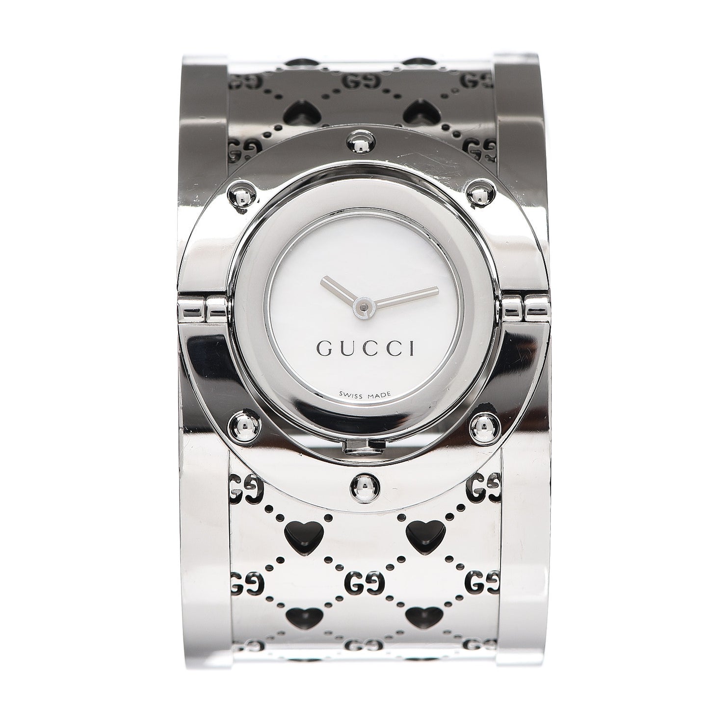 Stainless Steel Mother of Pearl 33mm Twirl Heart Quartz Watch