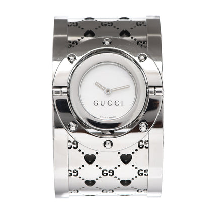 Gucci Stainless Steel Mother of Pearl 33mm Twirl Heart Quartz Watch 1 of 5