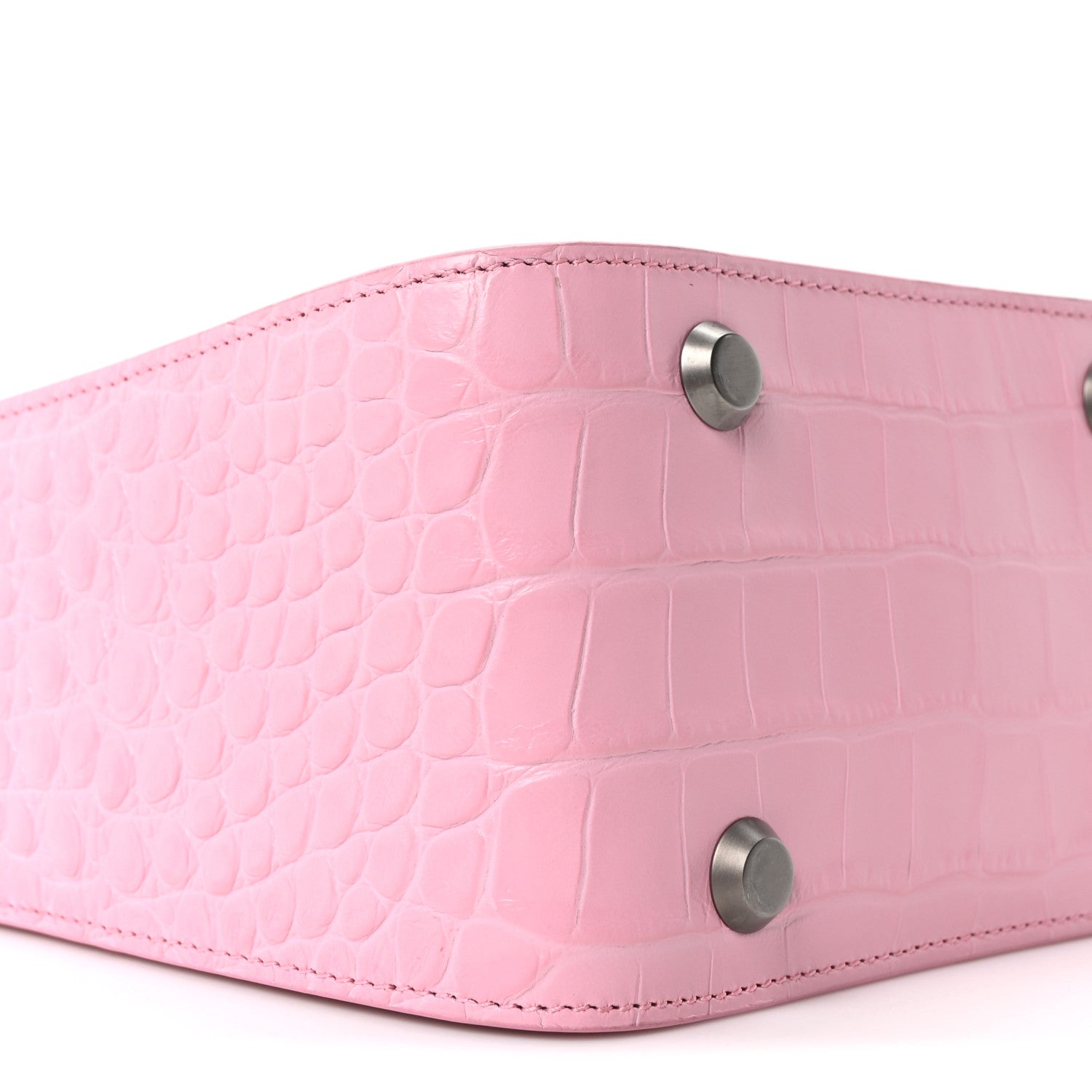 Balenciaga Calfskin Logo Crocodile Embossed XS Tool 2.0 North-South Tote Candy Pink White 10 of 11