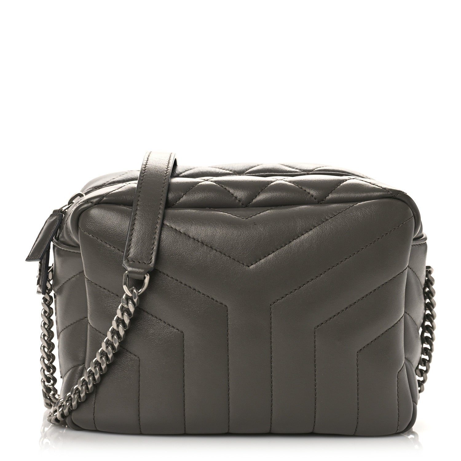 Saint Laurent Calfskin Y Quilted Monogram Small Loulou Bowling Bag Earth 1 of 10