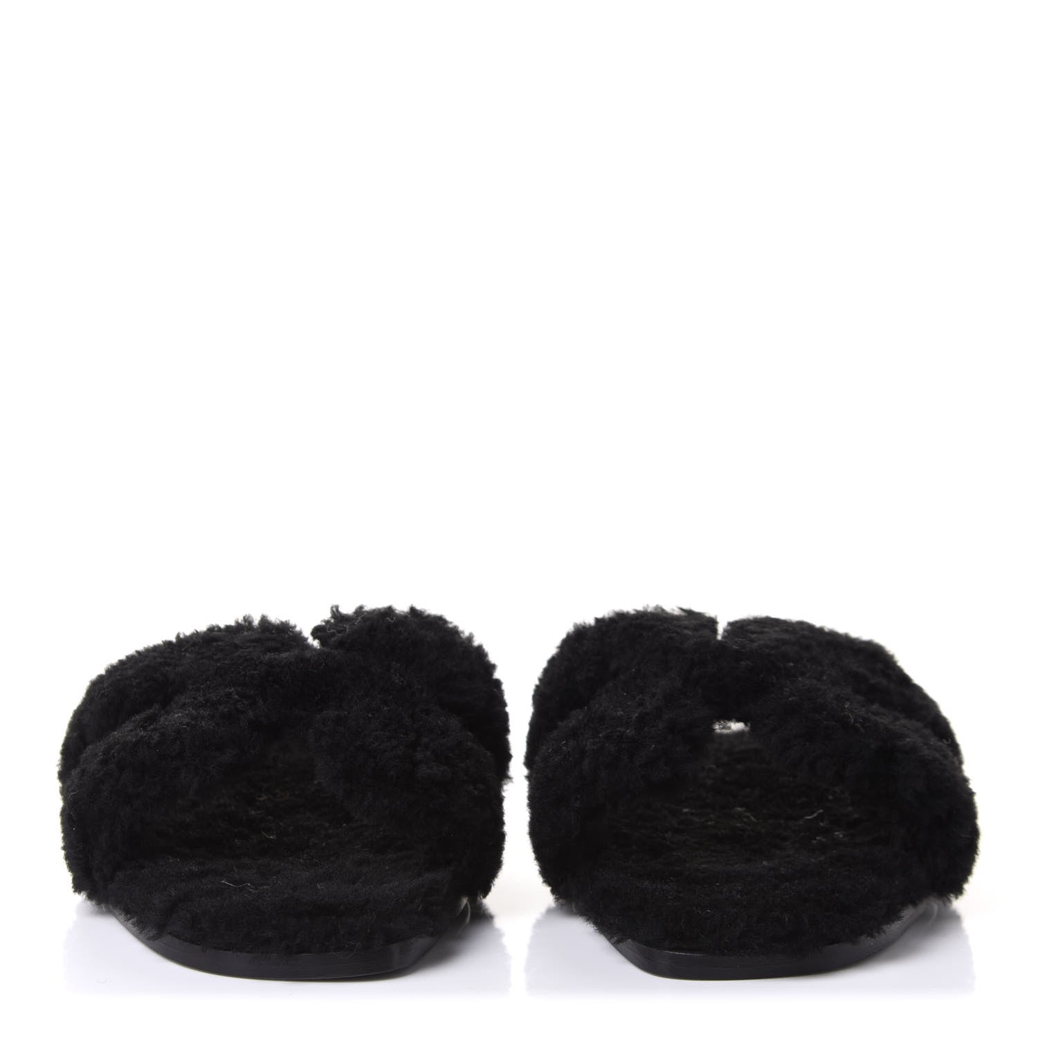 Hermes Woolskin Oran Sandals 38 Black 2 of 9