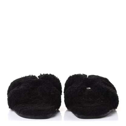 Hermes Woolskin Oran Sandals 38 Black 2 of 9