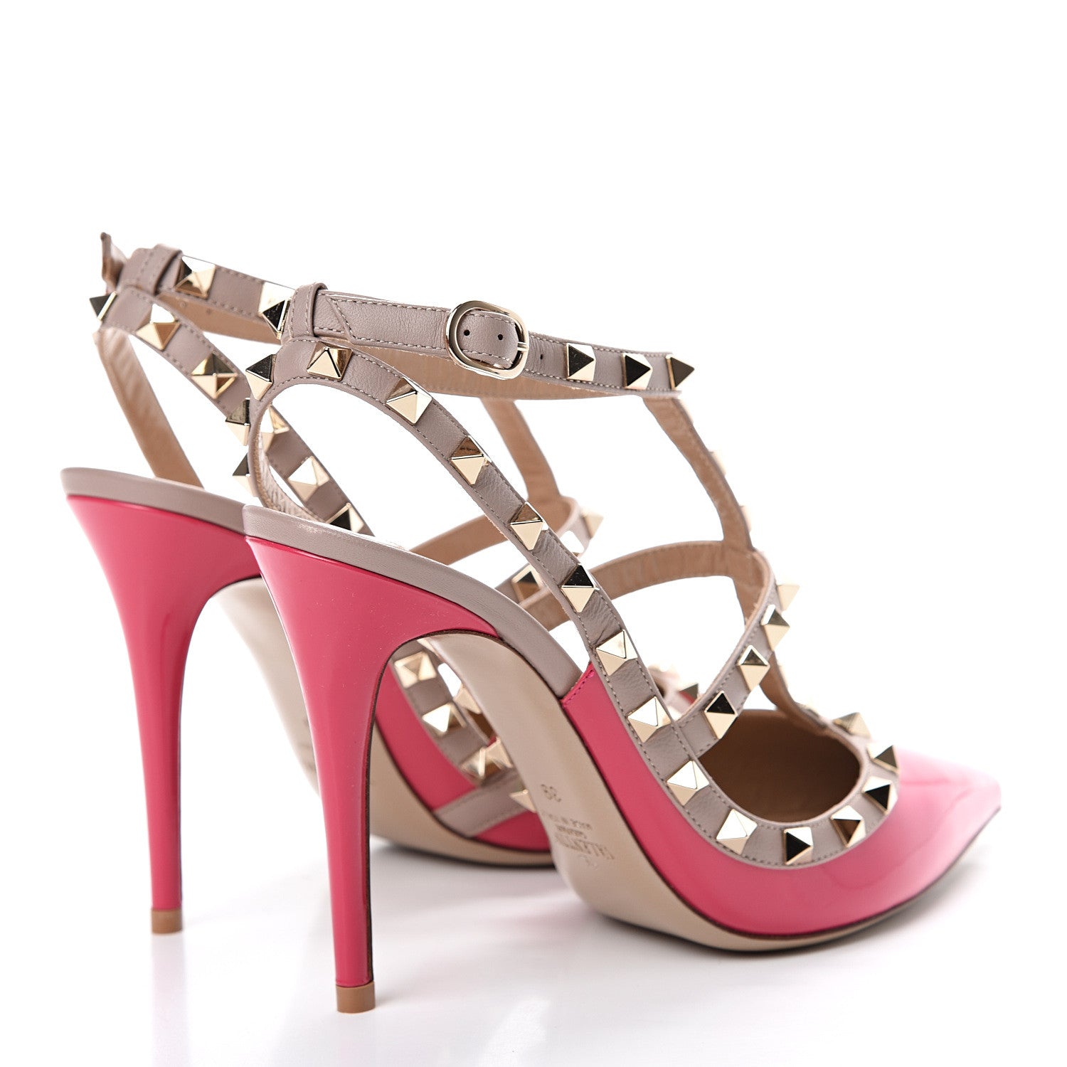 Valentino Garavani Patent Nappa Rockstud Ankle Strap 100mm Pumps 39 Bouganville Poudre 4 of 8
