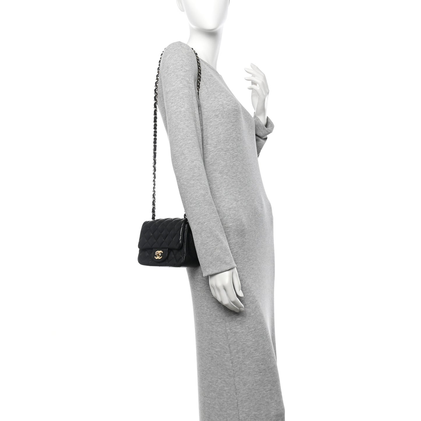 Caviar Quilted Mini Square Flap Black
