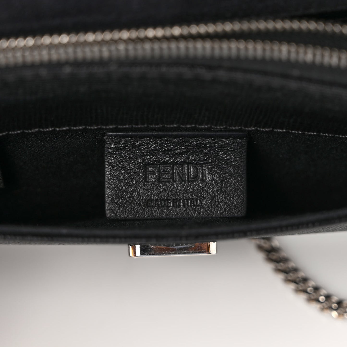 Vitello Elite Mink Fur Studded Karlito Tube Wallet on Chain Black