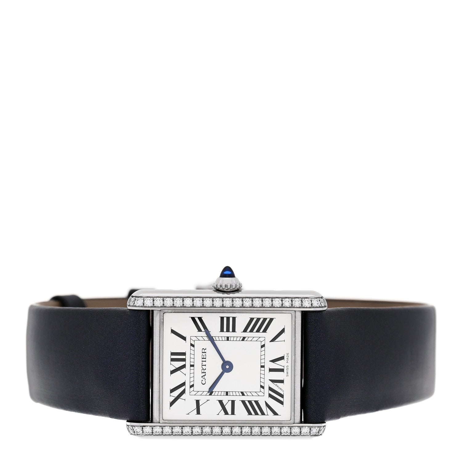 Cartier Stainless Steel Satin Diamond 25mm Must de Cartier Tank Quartz Watch 2 of 5