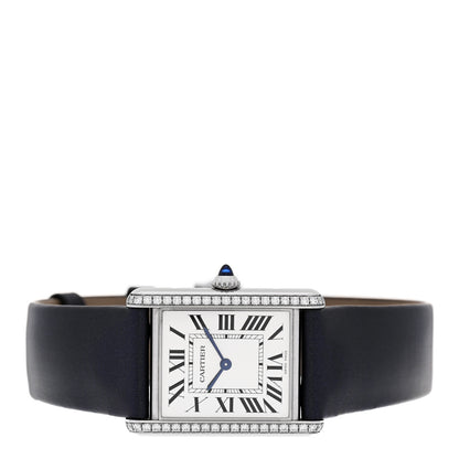 Cartier Stainless Steel Satin Diamond 25mm Must de Cartier Tank Quartz Watch 2 of 5