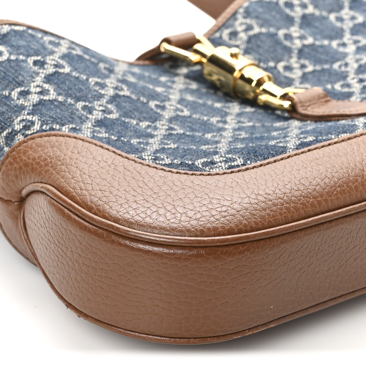Gucci New Denim GG Monogram Calfskin Small Jackie 1961 Hobo Blue Tea Cuir 9 of 11