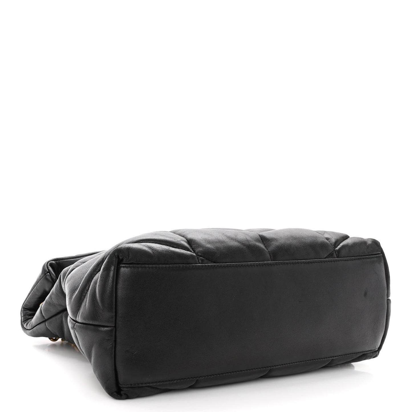 Lambskin Quilted Medium Loulou Puffer Monogram Chain Satchel Black