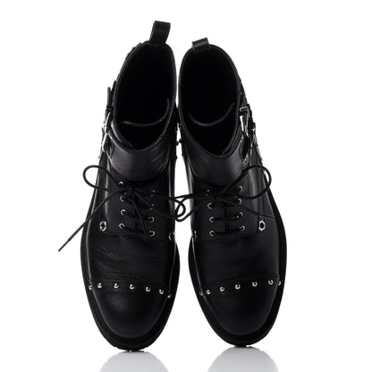 Fendi Calfskin Studded Bugs Combat Boots 36.5 Black 6 of 10