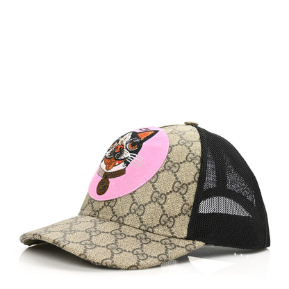 Gucci GG Supreme Monogram Bosco Patch Baseball Hat S Beige Malva 1 of 7