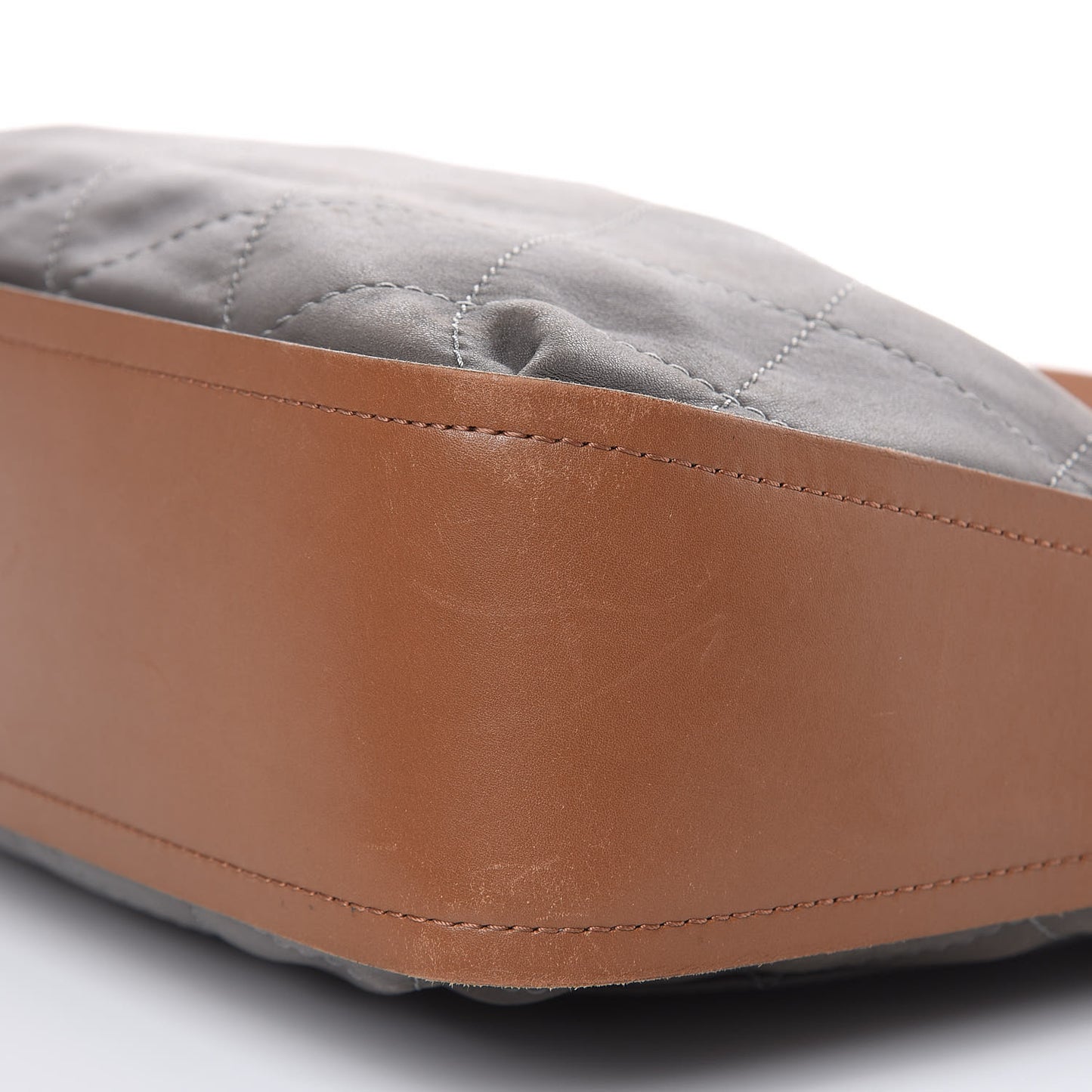 Calfskin Country Chic Stitched Hobo Grey
