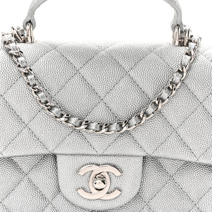 Chanel Metallic Caviar Quilted Mini Top Handle Rectangular Flap Silver 8 of 11