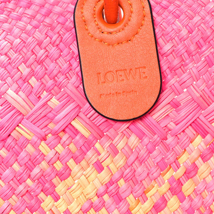 Loewe Iraca Palm Calfskin Anagram Basket Bag Fuchsia 6 of 11