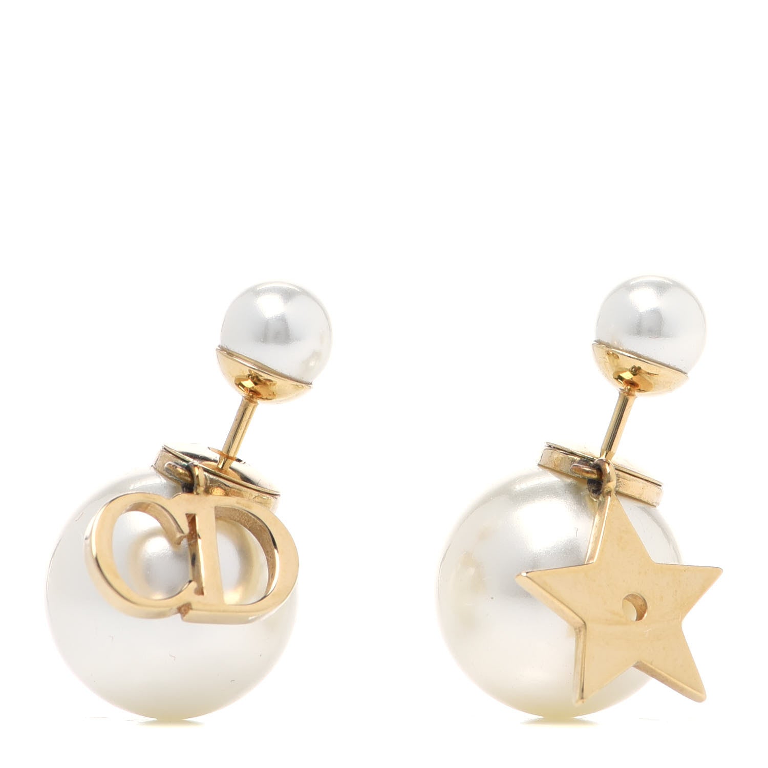 Christian Dior Pearl Mise En Dior Logo Tribal Earrings 1 of 3