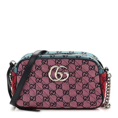 Gucci Monogram Multicolor Matelasse Diagonal Small GG Marmont Chain Shoulder Bag Pink Blue Green Red Light Blue 1 of 11