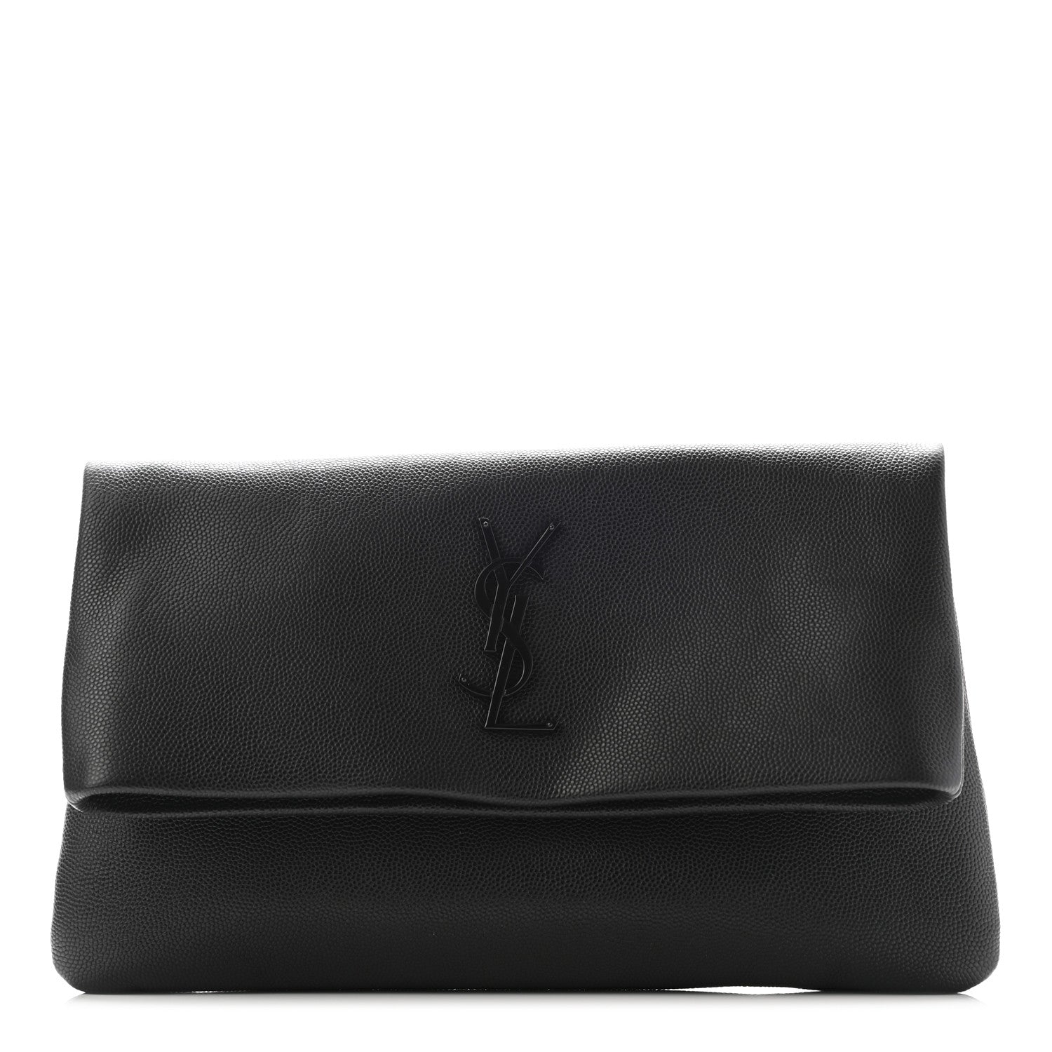 Saint Laurent Grain De Poudre West Hollywood Monogram Fold Over Clutch Black 1 of 6