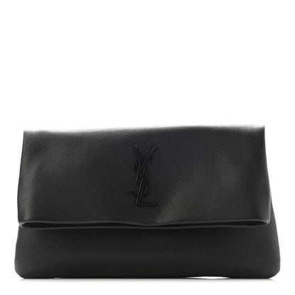 Saint Laurent Grain De Poudre West Hollywood Monogram Fold Over Clutch Black 1 of 6