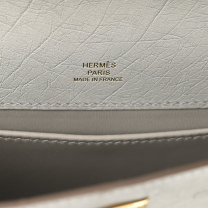 Hermes Ostrich Kelly Pochette Clutch Gris Perle 6 of 8