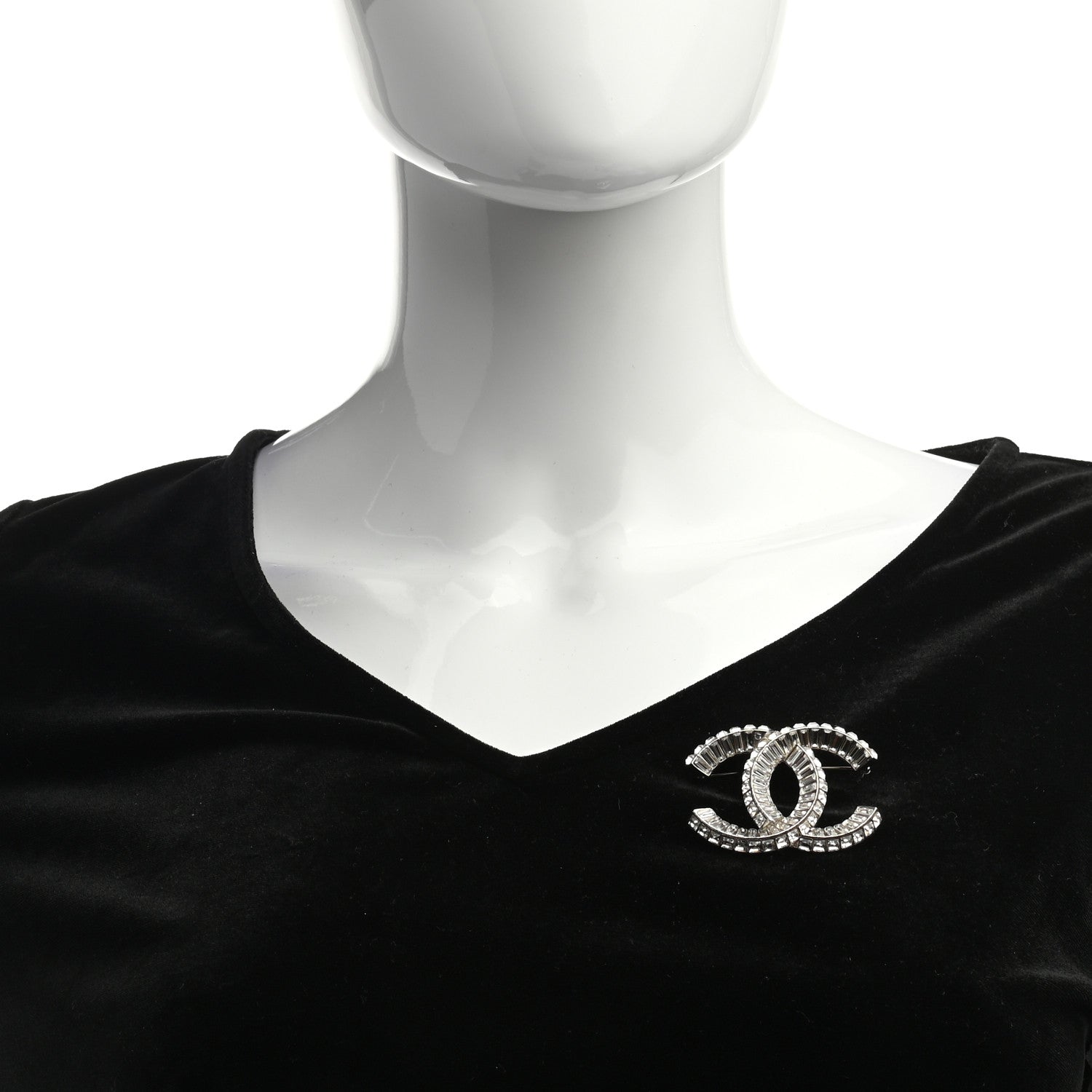 Chanel Baguette Crystal CC Brooch Silver 2 of 4