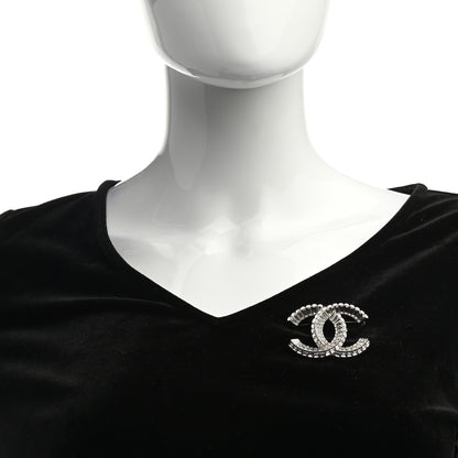 Chanel Baguette Crystal CC Brooch Silver 2 of 4