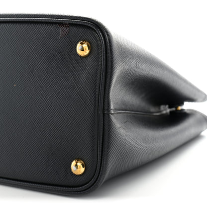 Prada Saffiano Cuir Small Double Bag Black Fuoco 10 of 13
