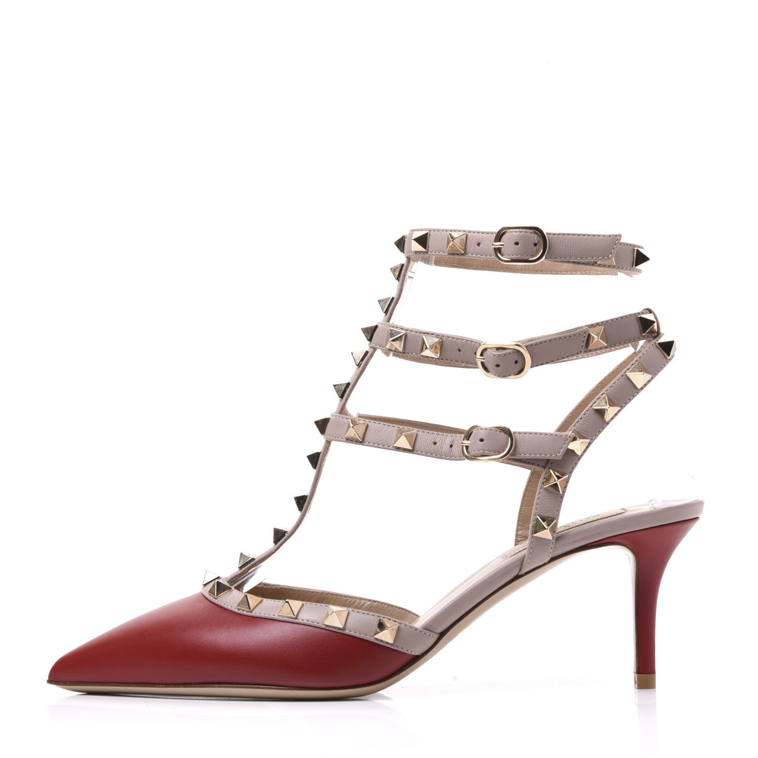 Valentino Garavani Nappa Rockstud Ankle Strap 65mm Pumps 39 Rubino Poudre 1 of 8
