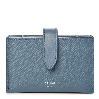 Celine Grained Calfskin Strap Accordion Cardholder Slate Blue 1 of 8