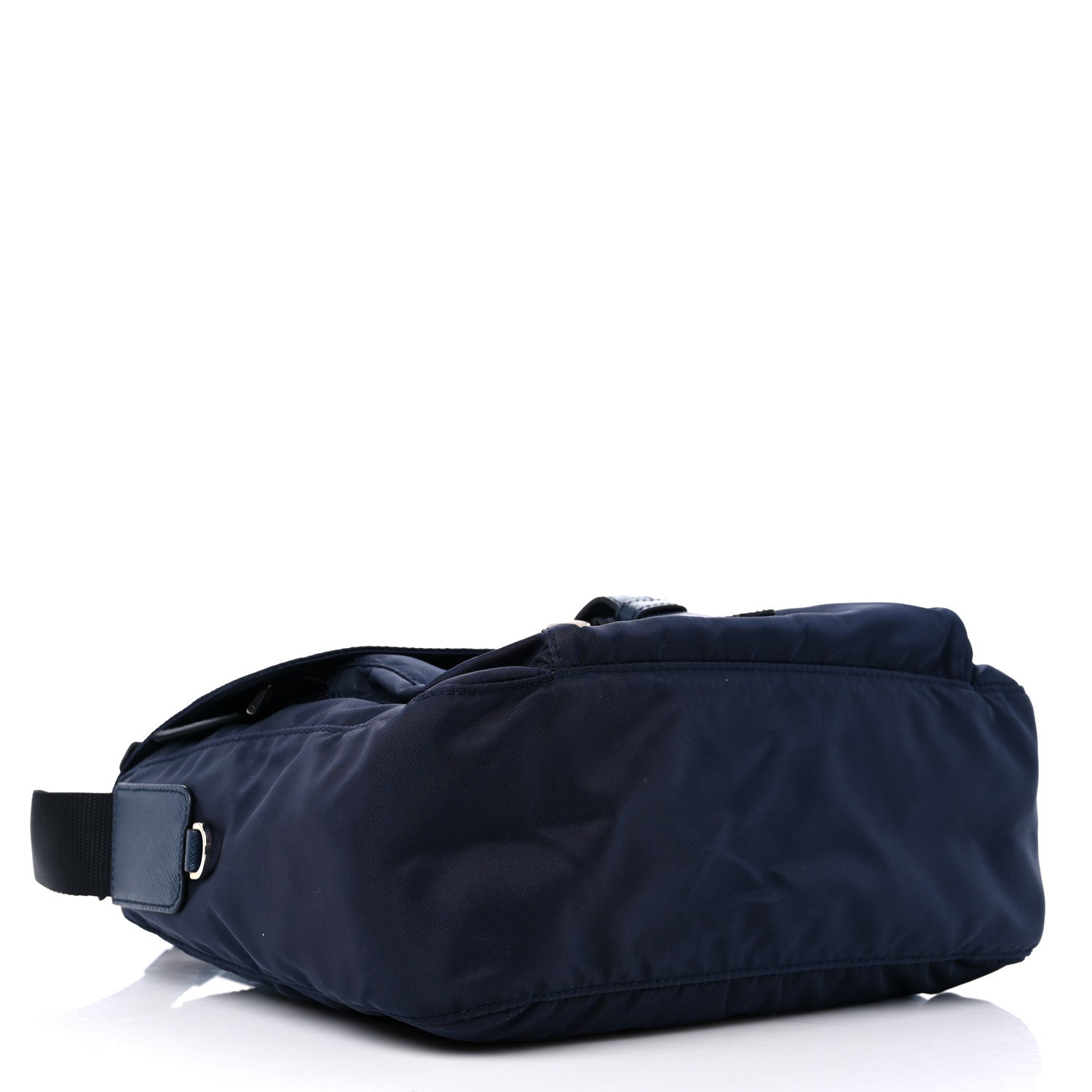 Prada Nylon Vela Saffiano Single Buckle Messenger Shoulder Bag Blue Black 4 of 8