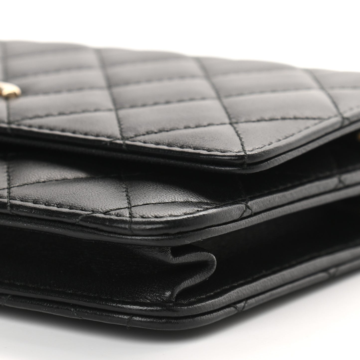 Lambskin Quilted Trendy CC Wallet On Chain WOC Black
