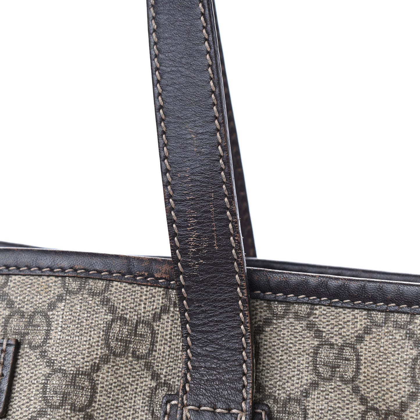 GG Supreme Monogram Medium Zippered Shopping Tote Dark Brown