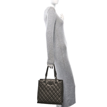Chanel Metallic Goatskin Quilted Small City Rock Shopping Tote Silver 2 of 11