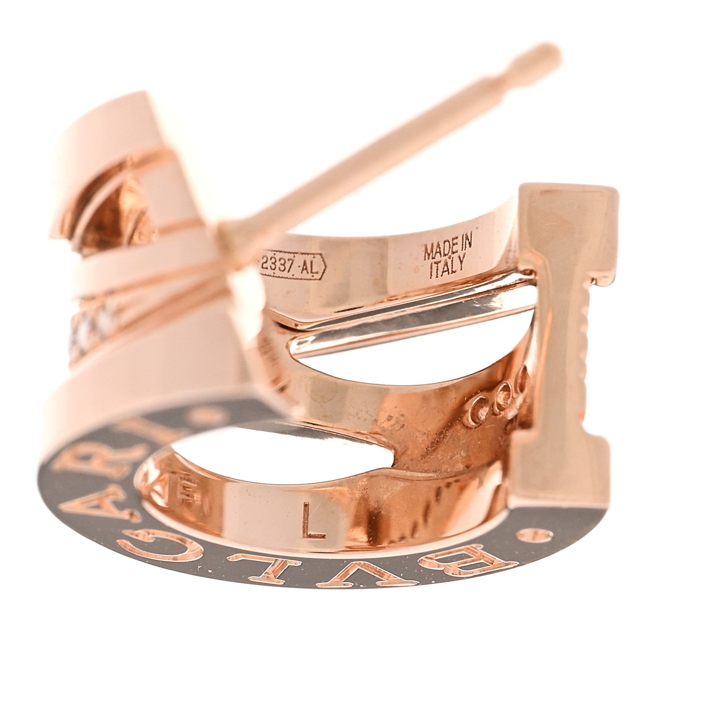 18K Rose Gold Diamond B.Zero1 Legend Hoop Earrings
