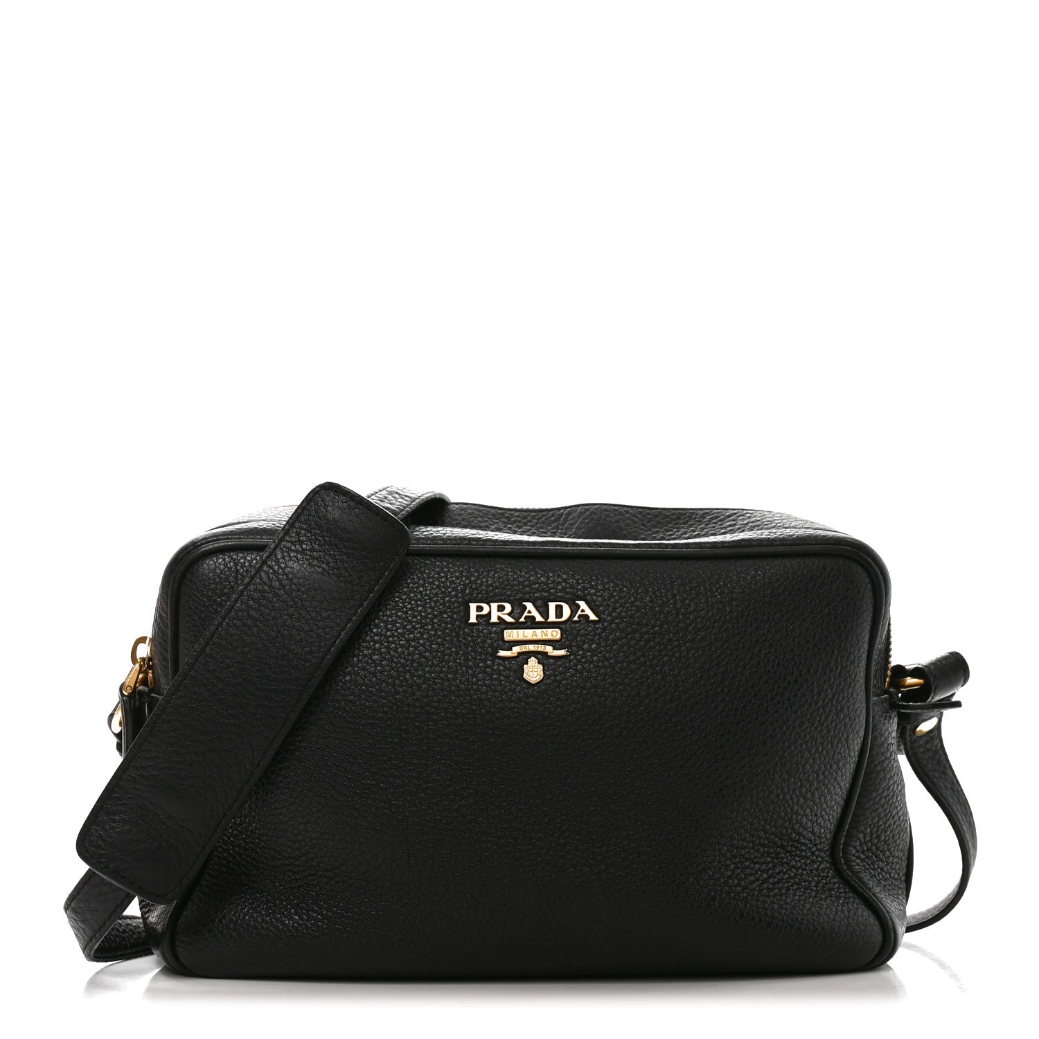 Prada Vitello Daino Medium Double Zip Shoulder Bag Black 2 of 17