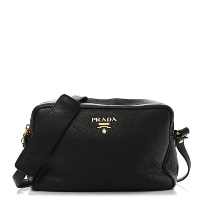 Prada Vitello Daino Medium Double Zip Shoulder Bag Black 2 of 17