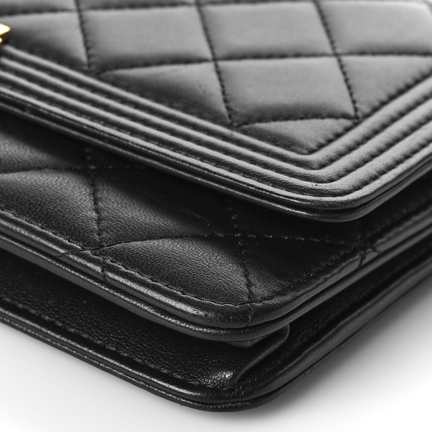 Lambskin Quilted Boy Wallet On Chain WOC Black