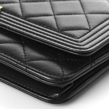 Chanel Lambskin Quilted Boy Wallet On Chain WOC Black 10 of 15