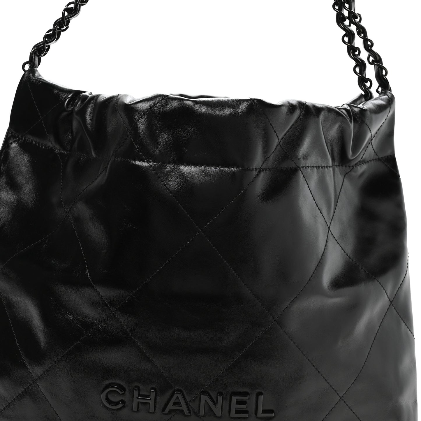 Shiny Calfskin Quilted Small Chanel 22 So Black