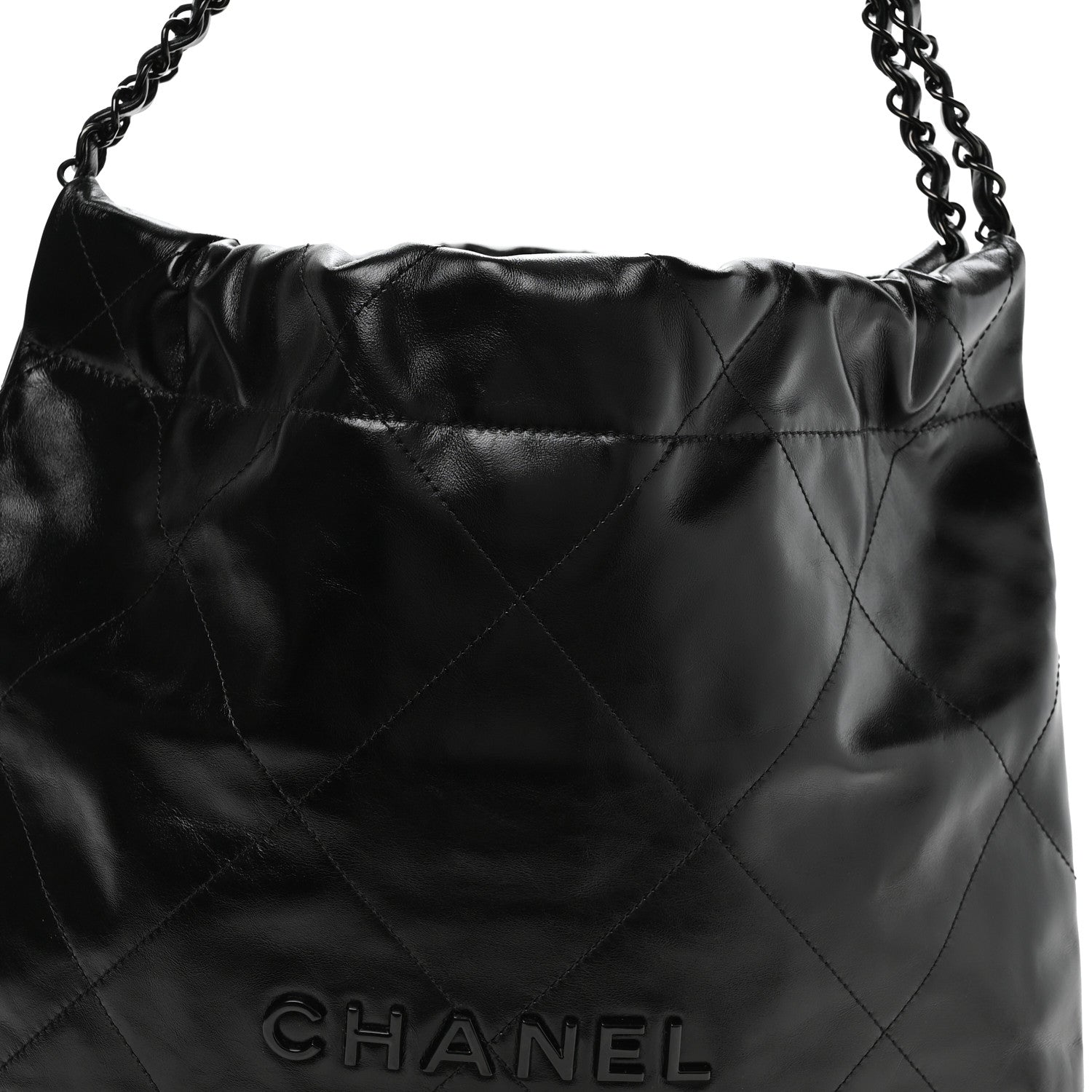 Chanel Shiny Calfskin Quilted Small Chanel 22 So Black 8 of 10