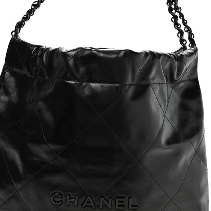 Chanel Shiny Calfskin Quilted Small Chanel 22 So Black 8 of 10