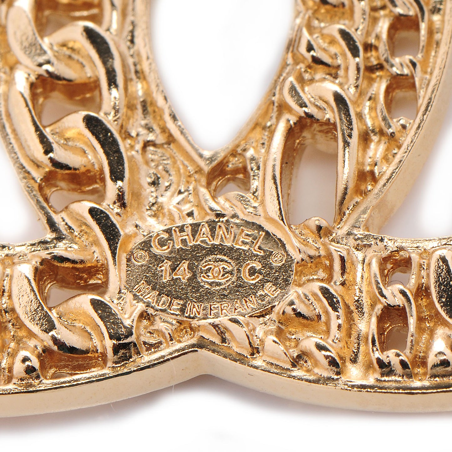 Large Chain CC Brooch Gold