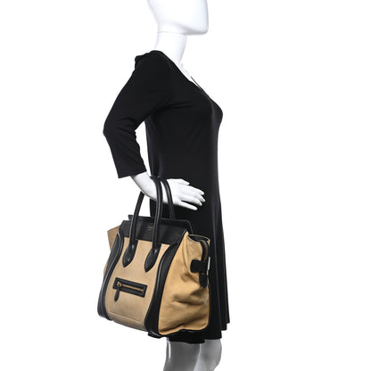 Celine Nubuck Elephant Calfskin Mini Luggage Navy Dune 2 of 11